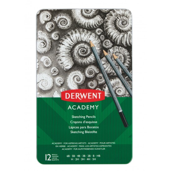SET 12 BUC CREIOANE GRAFIT 6B-5H CUTIE METAL DERWENT ACADEMY