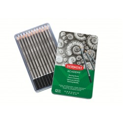 SET 12 BUC CREIOANE GRAFIT 6B-5H CUTIE METAL DERWENT ACADEMY