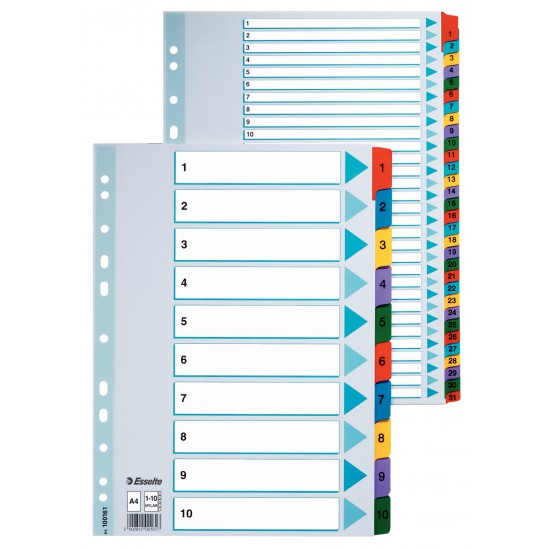 SEPARATOARE INDEX CARTON 1-10 MYLAR ESSELTE