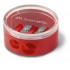 ASCUTITOARE PLASTIC DUBLA CU CONTAINER TWIST OFF ROSIE/ALBASTRA