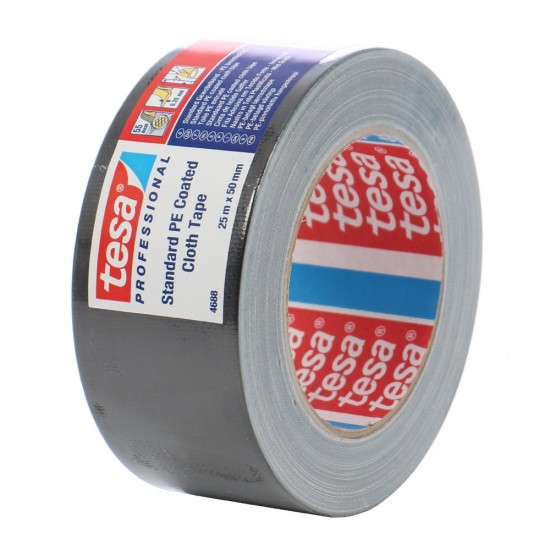 BANDA ADEZIVA TEXTILA NEAGRA 25M 50MM TESA