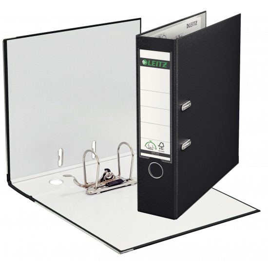BIBLIORAFT PLASTIFIAT 8CM 180GRADE NEGRU LEITZ