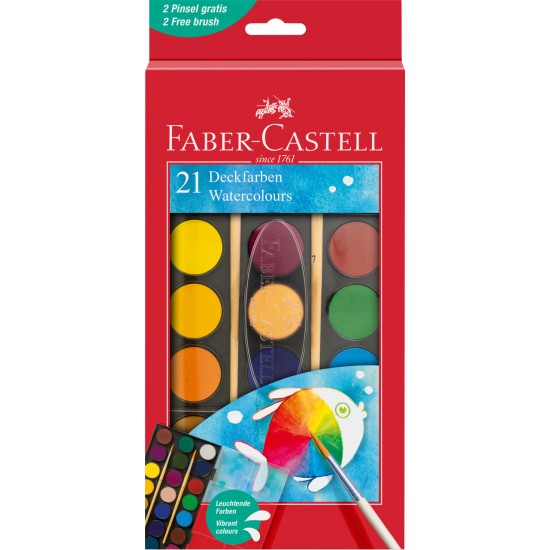 ACUARELE 21 CULORI 30MM + PENSULA FABER-CASTELL ACUARELE 21 CULORI 30MM + PENSULA FABER-CASTELL