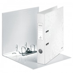 BIBLIORAFT PLASTIFIAT 5.2 CM ALB METALIZAT WOW LEITZ