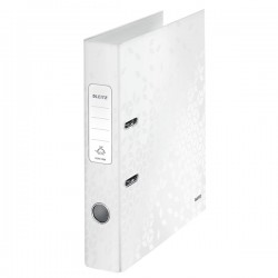 BIBLIORAFT PLASTIFIAT 5.2 CM ALB METALIZAT WOW LEITZ