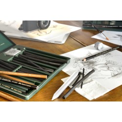 BLISTER 3 BUC CARBUNE PRESAT PITT MONOCHROME EXTRA-SOFT FABER-CASTELL