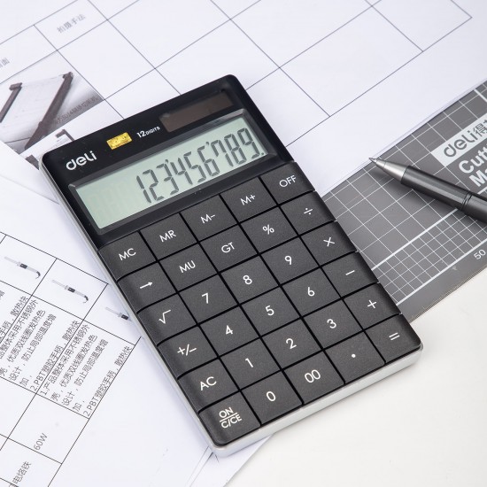 CALCULATOR BIROU 12DIG MODERN NEGRU DELI CALCULATOR BIROU 12DIG MODERN NEGRU DELI