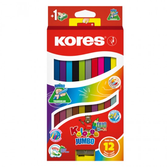 CREIOANE COLORATE 12 CULORI + ASCUTIT. TRIUNGHIULARE JUMBO KORES CREIOANE COLORATE 12 CULORI + ASCUTIT. TRIUNGHIULARE JUMBO KORES