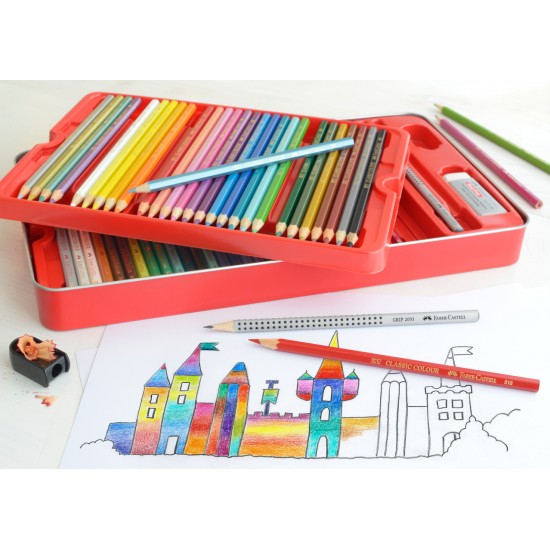 CREIOANE COLORATE 60 CULORI CUTIE METAL FABER-CASTELL