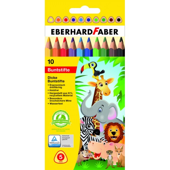 CREIOANE COLORATE PLASTIC JUMBO 10 CULORI EBERHARD FABER