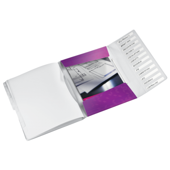 MAPA PLASTIC 12 COMPARTIMENTE MOV METALIZAT WOW LEITZ