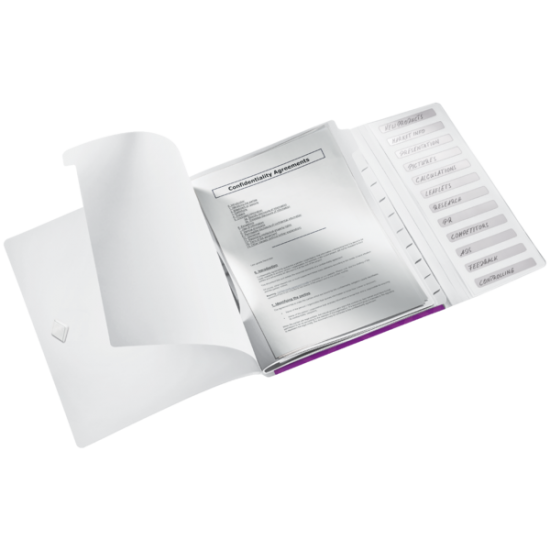 MAPA PLASTIC 12 COMPARTIMENTE MOV METALIZAT WOW LEITZ