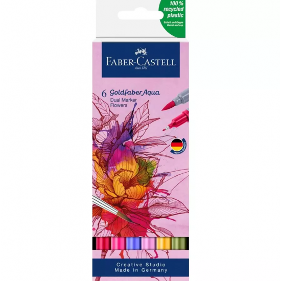 MARKER SOLUBIL 2 CAPETE SET 6 BUC FLORI GOLDFABER FABER-CASTELL