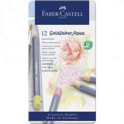 Creioane Colorate Aquarelle 12 Culori Pastel Goldfaber Cutie Metal Faber Castell