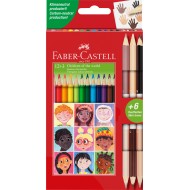 CREIOANE COLORATE 12+3 CR. BICOLORE PIELE CHILDREN OF THE WORLD FABER-CASTELL