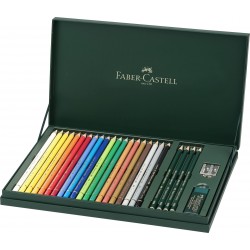 SET CADOU 20CREIOANE COLORATE POLYCHROMOS+4 CREIOANE GRAFIT CASTELL+ACCESORII FABER-CASTELL