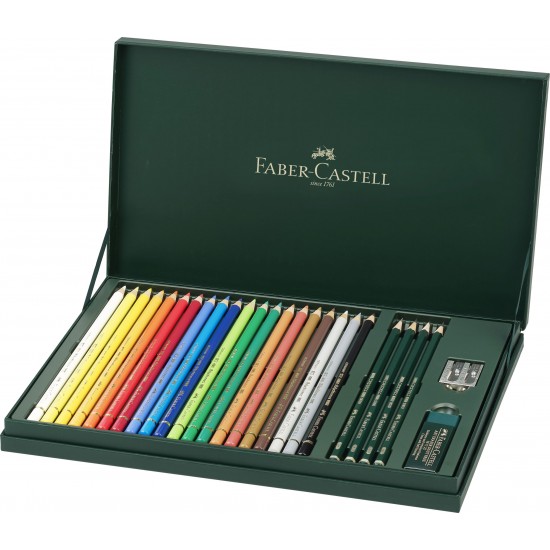SET CADOU 20CREIOANE COLORATE POLYCHROMOS+4 CREIOANE GRAFIT CASTELL+ACCESORII FABER-CASTELL
