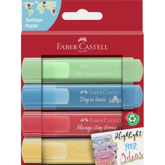 TEXTMARKER SET 4 PASTEL CUTIE CARTON FABER-CASTELL TEXTMARKER SET 4 PASTEL CUTIE CARTON FABER-CASTELL