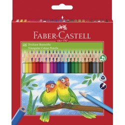 CREIOANE COLORATE TRIUNGHIULARE 48 CULORI + ASCUTITOARE ECO FABER-CASTELL