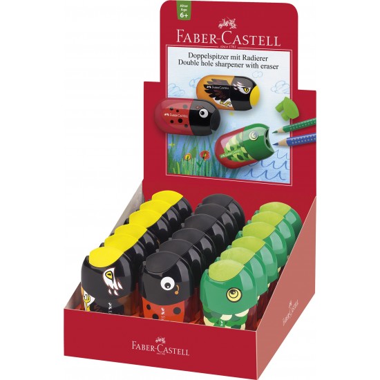 DISPLAY 18 ASCUTITORI ASORTATE PESTISOR-BUBURUZA-VULTUR FABER-CASTELL