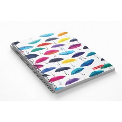 AGENDA NEDATATA 17X24 CM CU SPIRA, COPERTA TARE, 192PAGINI, MOTIV UMBRELE COLORATE