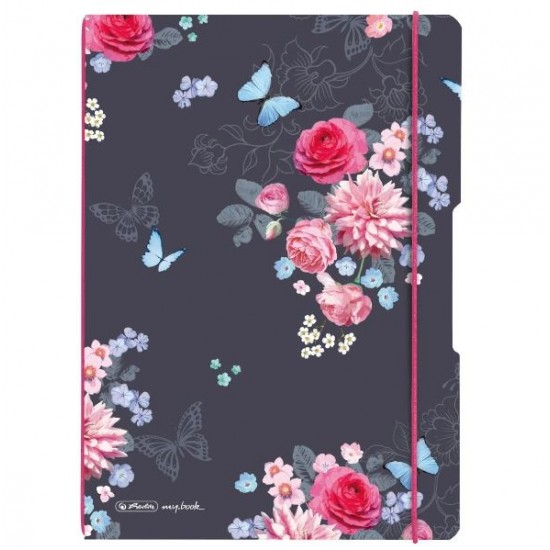 CAIET MY.BOOK FLEX A4 2X40F 80GR VELIN, COPERTA PP, LADYLIKE FLOWERS