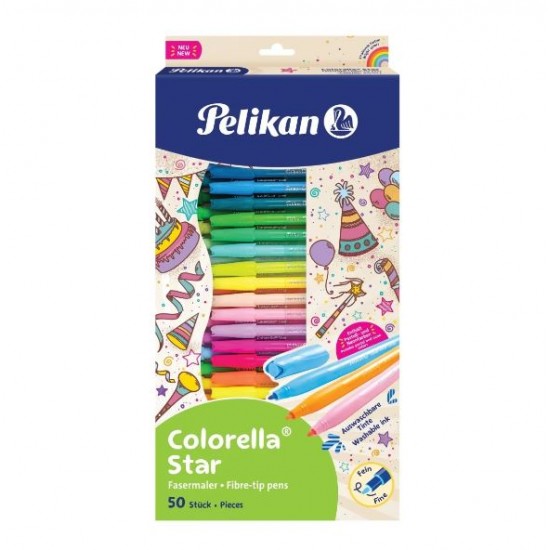 CARIOCA COLORELLA STAR C302, SET 50 CULORI, INCLUDE 3 NEON, 10 PASTEL, BLISTER