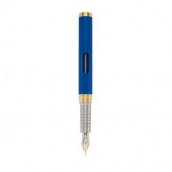 STILOU NEXUS BLUE CHROM, PENITA M DIN OTEL INOXIDABIL, CORP METALIC LACUIT, ALBASTRU, ACCESORII CROMATE + CALIMARA CERNEALA ALBASTRA, IN CUTIE CADOU