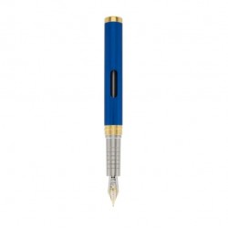STILOU NEXUS DEMO BLUE GOLD, PENITA M DIN AUR 14K, CORP TRANSPARENT, ACCESORII AURII + CALIMARA CERNEALA ALBASTRA, IN CUTIE CADOU