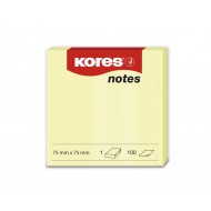 NOTES ADEZIV 75*75MM GALBEN PAL 100 FILE KORES