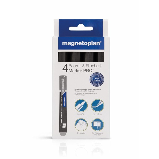 Marker whiteboard MAGNETOPLAN negru 4/set
