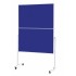 Panou prezentare MAGNETOPLAN mobil PLIABIL 1200 x 1500 mm, rama alba, dubla fata albastra	