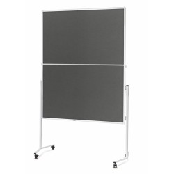 Panou prezentare MAGNETOPLAN mobil PLIABIL 1200 x 1500 mm, rama alba, dubla fata gri