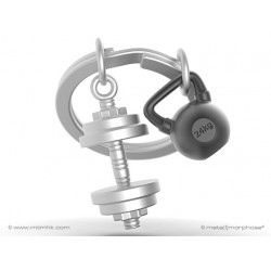 Breloc Haltera argintiu accesoriu gantera maro Metalmorphose