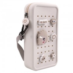 Husa telefon cu fermoar, gri deschis