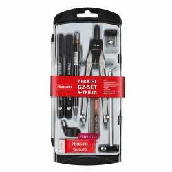 Set proiectare liner tus 0.5/0.7+cm 0.5+compas geometrie cu prelungitor - 9 piese