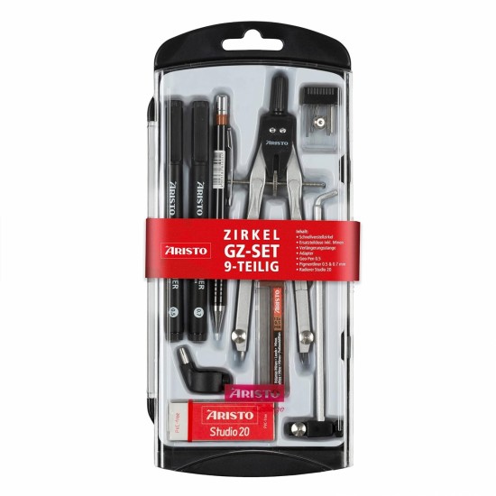 Set proiectare liner tus 0.5/0.7+cm 0.5+compas geometrie cu prelungitor - 9 piese