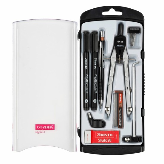 Set proiectare liner tus 0.5/0.7+cm 0.5+compas geometrie cu prelungitor - 9 piese