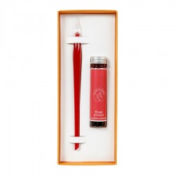 Set Toc Caligrafic de Sticla 18 cm  Glass Pen Murano Red + calimara 15 ml Rouge d’Orient