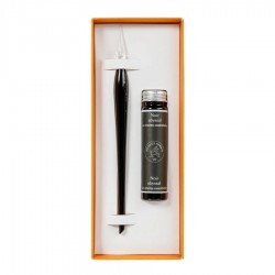 Set Toc Caligrafic de Sticla 18 cm Glass Pen Murano Black + calimara 15 ml Noir Abyssal