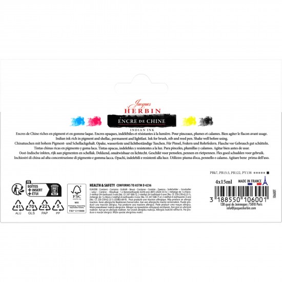 Set 4 Calimara Cerneala 15 ml Encre de Chine