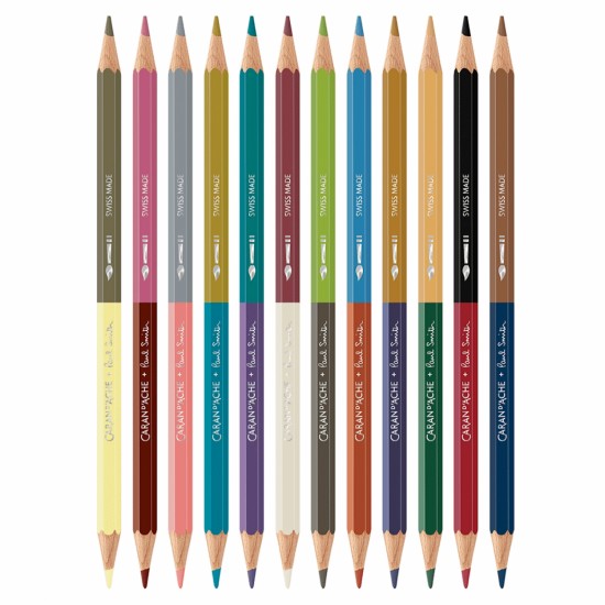 Set 12 Creioane Bicolore Acuarelabile + Pensula Bicolor SE Paul Smith