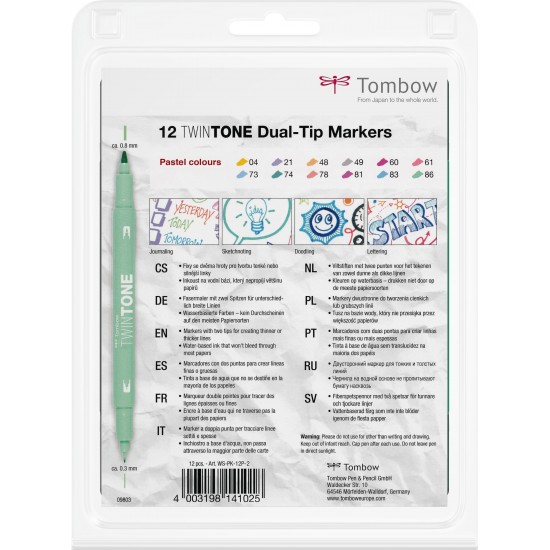 Twin Tip Markere Pastel Set 12 Culori