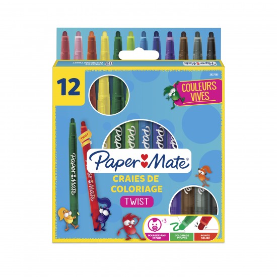 Set 12 creioane cerate twist (in suport plastic tip ruj)
