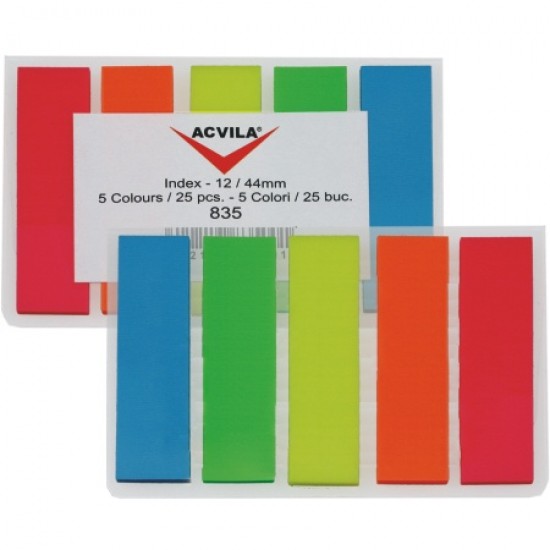 Index plastic autoadeziv 45 x 12 - 5 culori - 30 file/ culoare