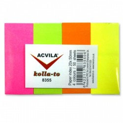 Index hartie autoadeziv 20 x 50 - 4 culori - 50 file/culoare