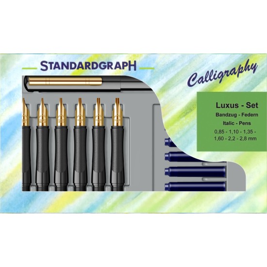 Set caligrafie stilou+penite 0.85/1.1/1.35/1.6/2.2/2.8