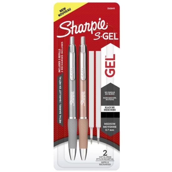 Set S-gel 2 buc metalice negre + 2 mine Sharpie