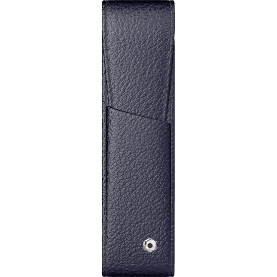 Etui piele dublu cu clapa - albastru inchis