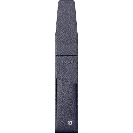 Etui piele dublu cu clapa - albastru inchis